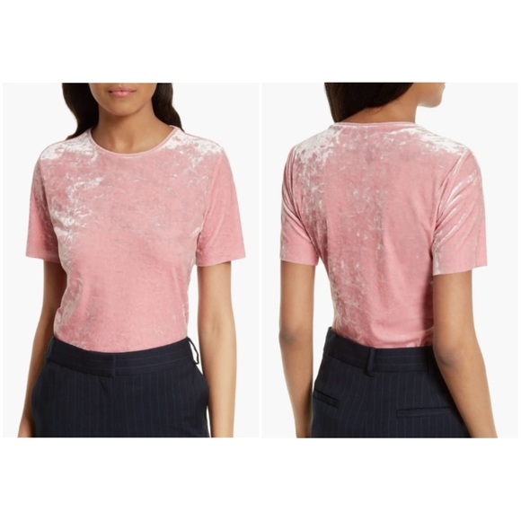 Tibi Baby Blue Crushed Velvet Stretch T-Shirt - Picture 7 of 9